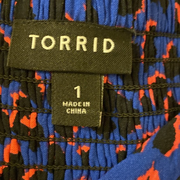 Torrid Mini Challis High-Low Skater Dress - blue animal print - Picture 5 of 6